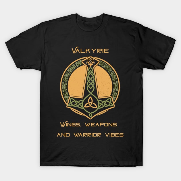 Valkyrie, wings weapons and warrior vibes T-Shirt by Poseidon´s Provisions